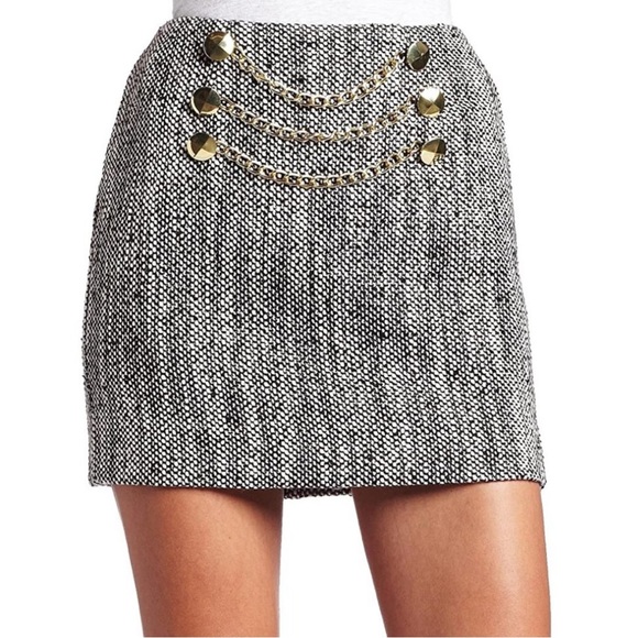 BCBG wool tweed embellished mini skirt 0 - Picture 2 of 14